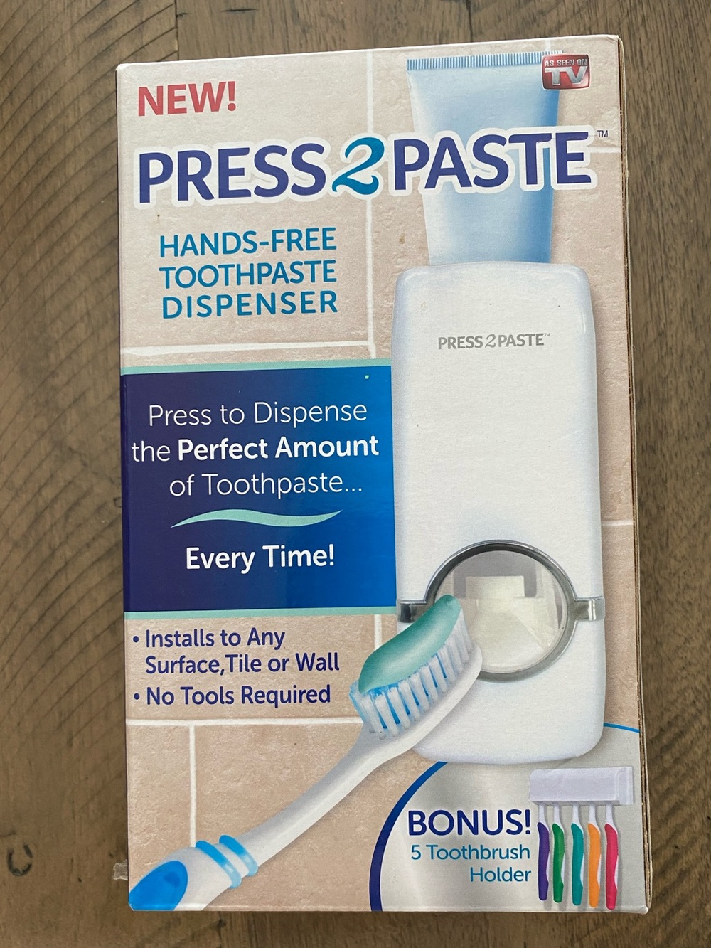 Press2Paste Hands-Free Toothpaste Dispenser & Toothbrush Holder